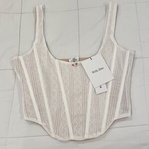 NEW W/ TAGS With Jéan Cindy Corset Top White Pointelle Size Small